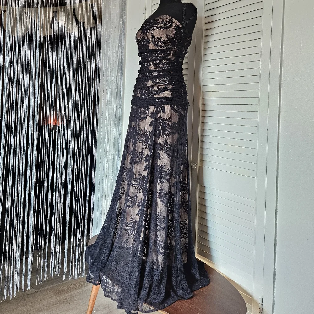 Y2K Black Lace Whimsigoth Dark Romantic Formal Gown Size XS - Picture 6 of 11